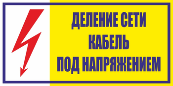 S17 деление сети. кабель под напряжением (пластик, 250х140 мм) - Знаки безопасности - Вспомогательные таблички - Магазин охраны труда Протекторшоп