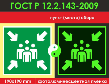E21 пункт (место) сбора (фотолюминесцентная пленкаГОСТ 34428-2018, 200х200 мм) - Знаки безопасности - Фотолюминесцентные знаки - Магазин охраны труда Протекторшоп