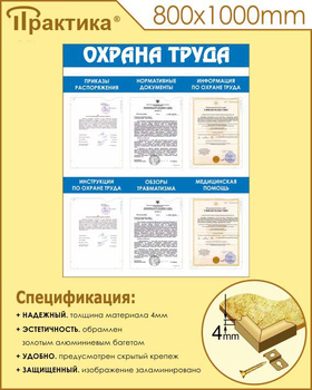 С101 Стенд охрана труда (800х1000 мм, пластик ПВХ 3 мм, алюминиевый багет золотого цвета) - Стенды - Стенды по охране труда - Магазин охраны труда Протекторшоп